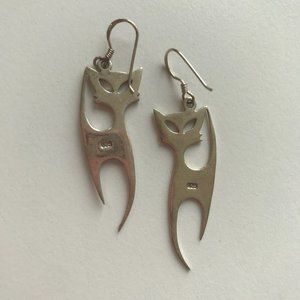 Silver Cat Earrings
